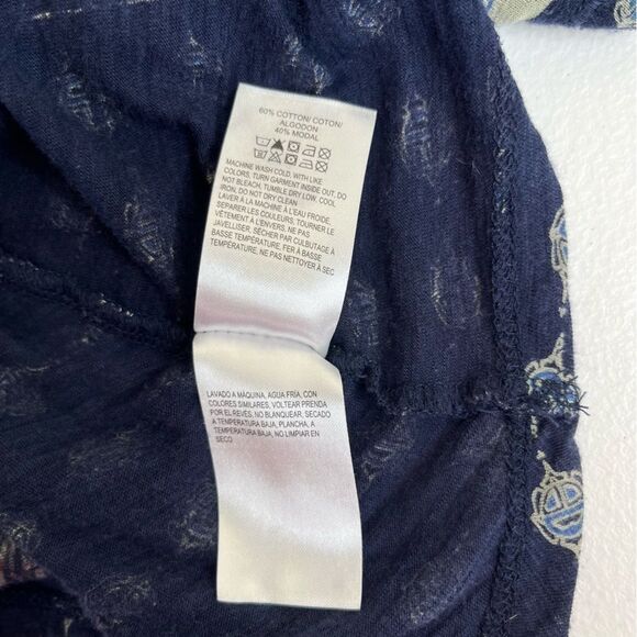 Lucky Brand Cotton Modal Short Sleeve Boho Navy Blue Medallion T Shirt Women 1X - Picture 9 of 14